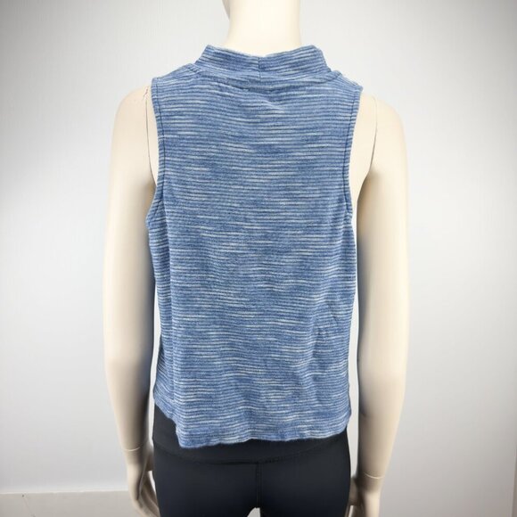 ANTHROPOLOGIE Postmark Large Indigo Blue White Striped Mock Neck Tank Top M‎ - Picture 3 of 7